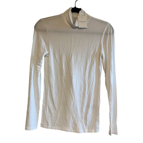 Majestic Filatures Deluxe Soft Touch Mock Neck Long Sleeve Top White Sz 1 US 4 - Picture 2 of 6